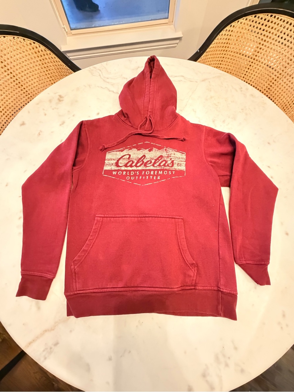 Cabela's Red Hooded Sweatshirt with Front Logo Size Small